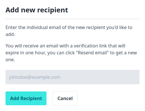 Add new recipient