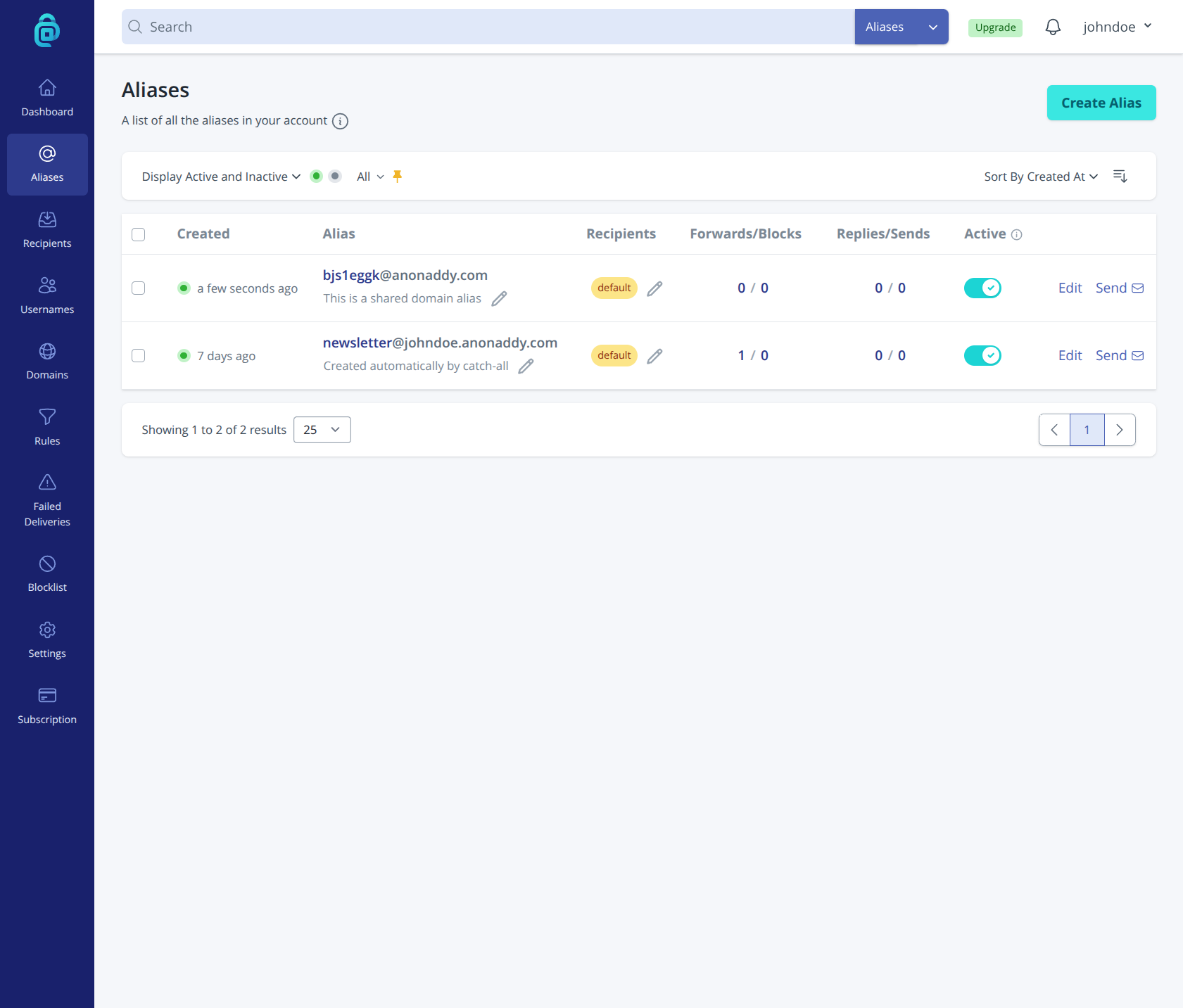 View all aliases