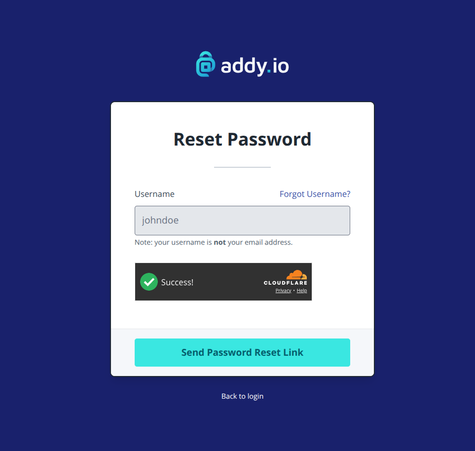 Forgot password page