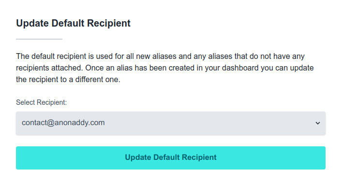 Update Default Recipient